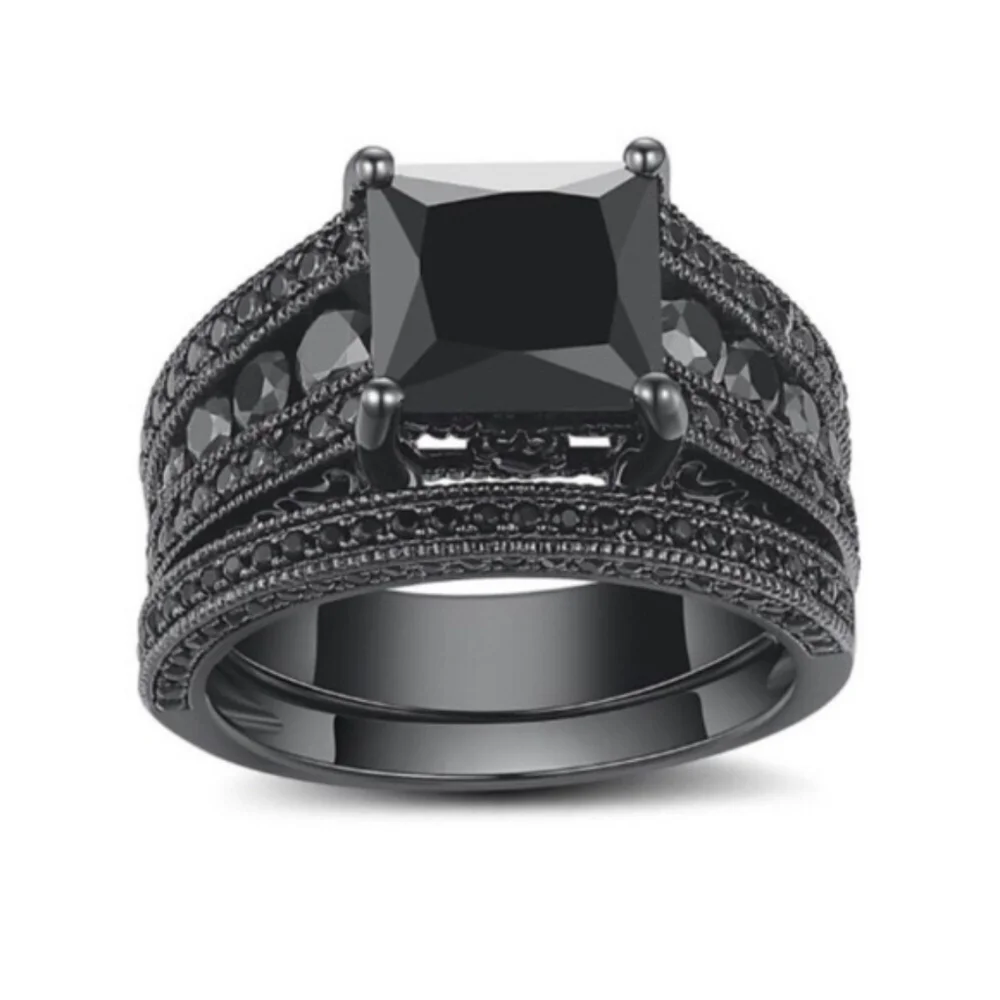 NEW 5CT Black Sapphire 18K Gold Ring - Picture 2 of 6